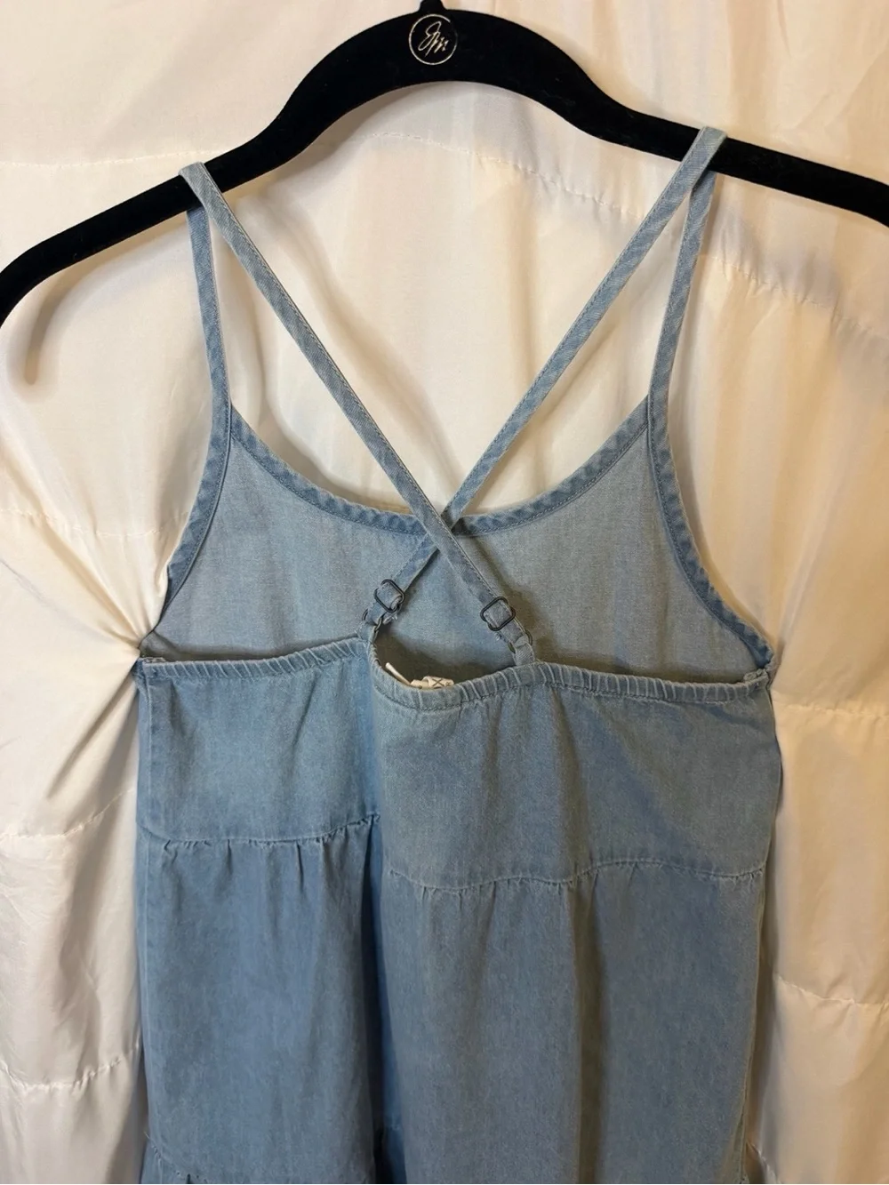 NWOT Roxy Girls' SIZE 12 Denim Tiered Sundress dress